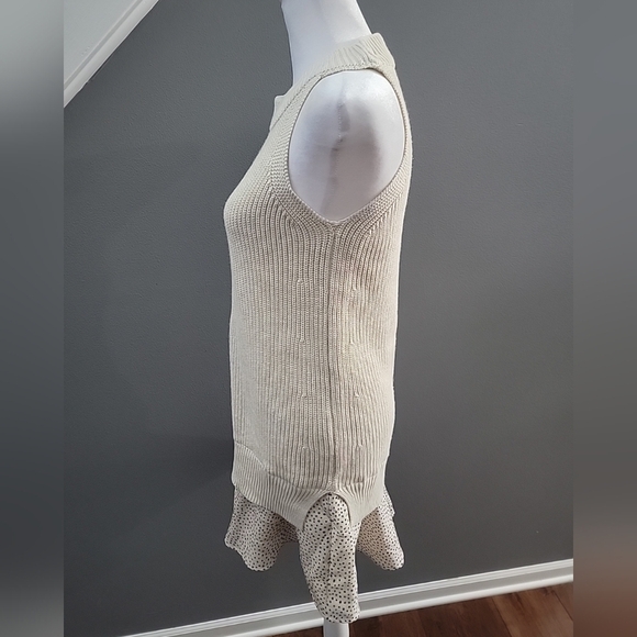 All:row Sleeveless Halter Neck Ruffled Polka Dot Trim Hem Sweater Mini Dress S - Picture 2 of 5